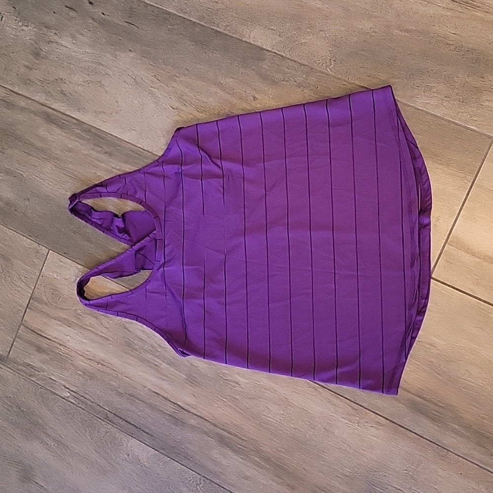 Champion purple criss-cross ruffle strap tank, size medium